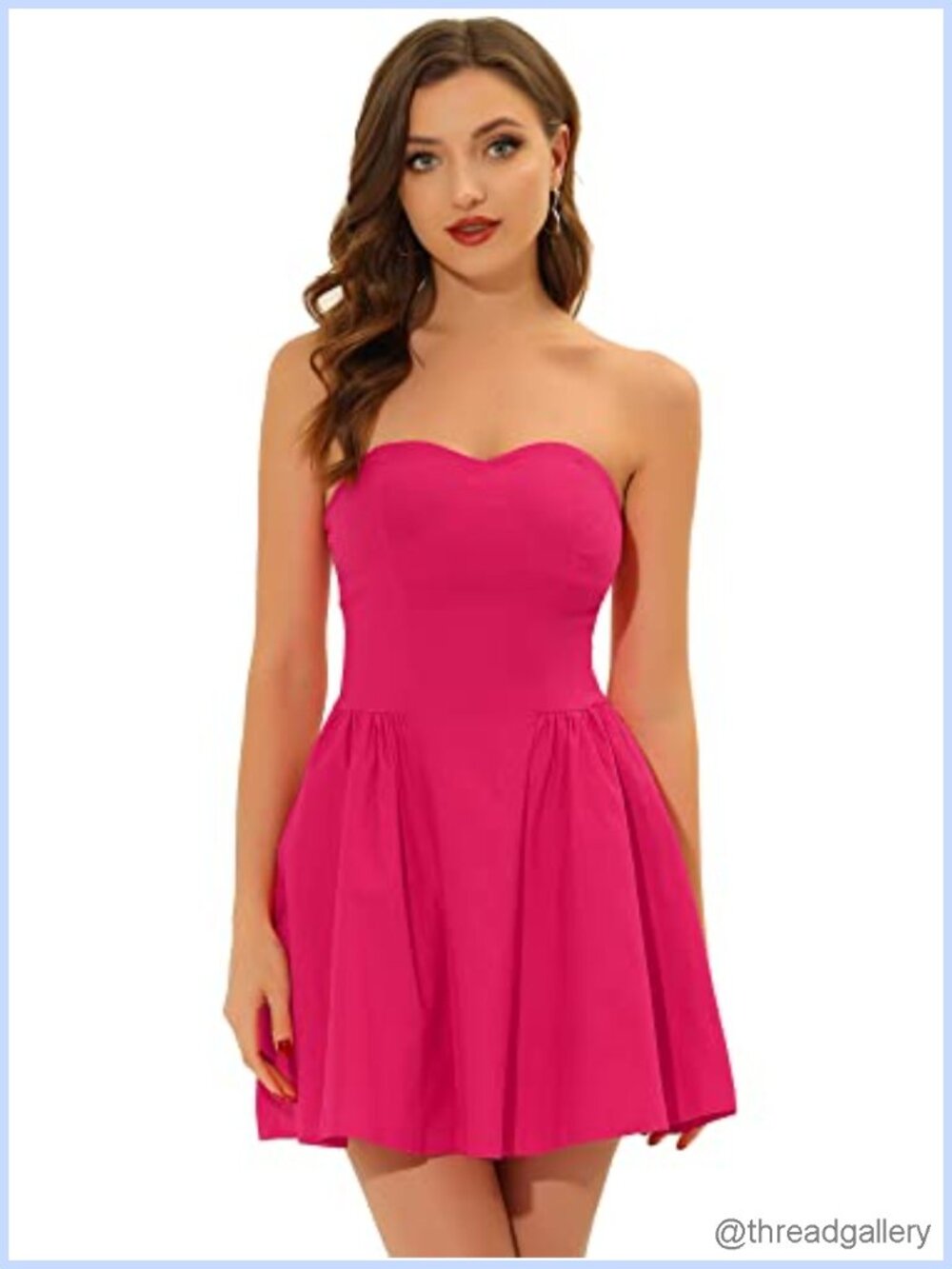Women Strapless Sweetheart Neck Mini Dress Fit Flare Party Cocktail